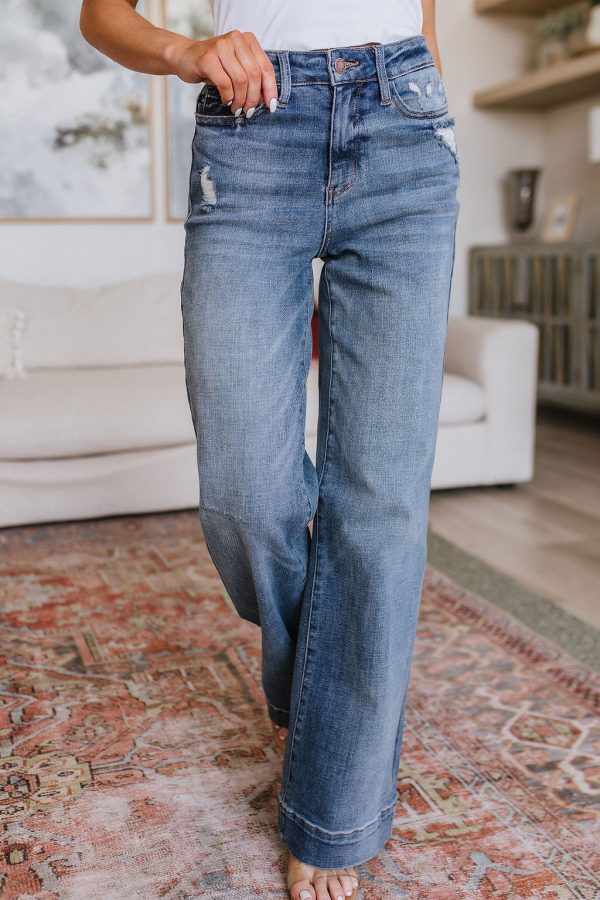 Gyzyem High Waist Distressed Denim Trousers